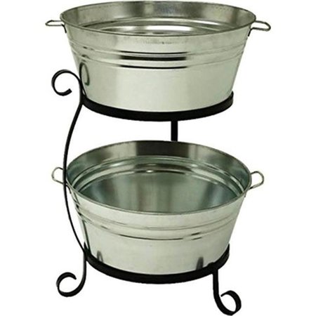 YHIOR Houston International Trading  Galvanized Beverage Double Tub with Iron Stand YH106099